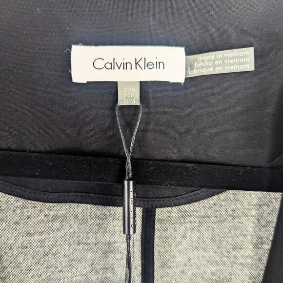 Calvin Klein Plus 20W Tweed Blazer Open Front Black White Business Casual NWT - Picture 4 of 9